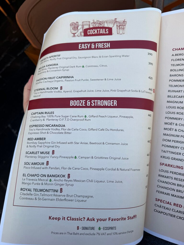 Belga Rooftop Bar Cocktail Menu Scarlet Muse