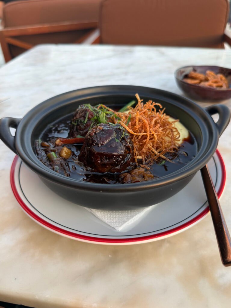 Belgian Meatballs with Potato Gratin at Belga Rooftop