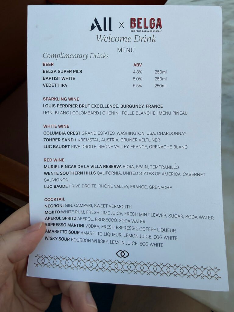 Sofitel Bangkok Accor Platinum Welcome Drink Menu